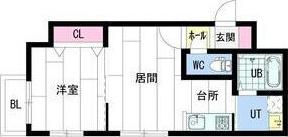 ルチアーノ山鼻(1LDK/1階)の間取り写真