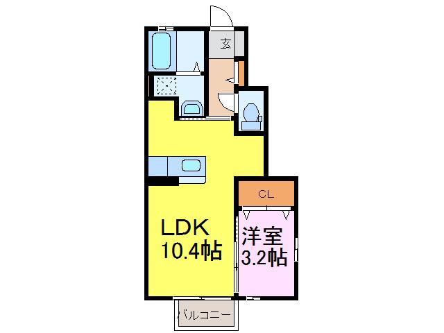 プランドール・ミスギ(1LDK/1階)の間取り写真