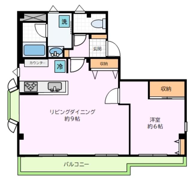 尾山台フラット(1LDK/2階)の間取り写真