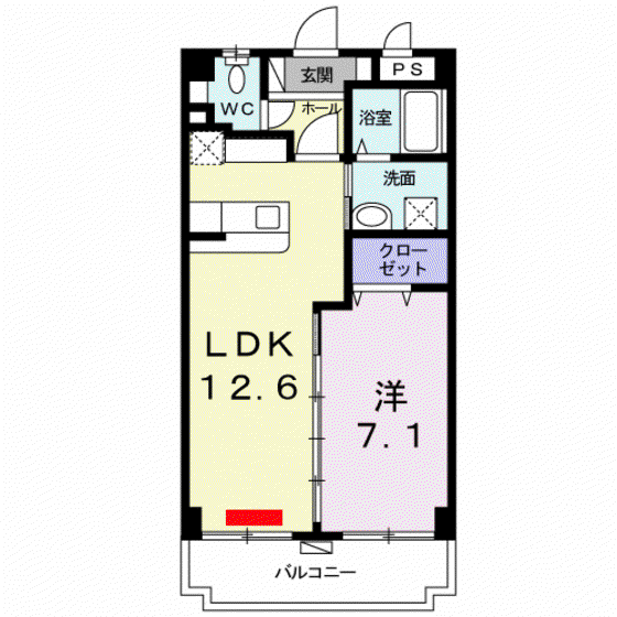 シャトレイユ ミオ(1LDK/1階)の間取り写真