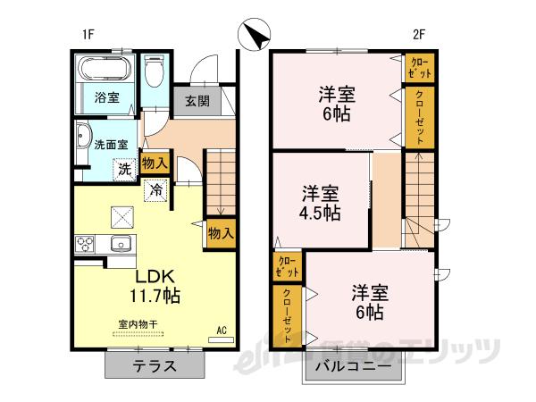 メゾネットコスモ(3LDK/1階)の間取り写真