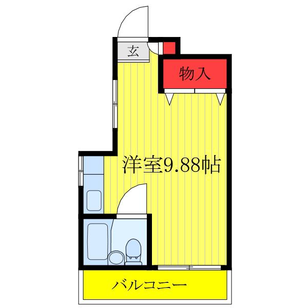 谷ビル(ワンルーム/2階)の間取り写真