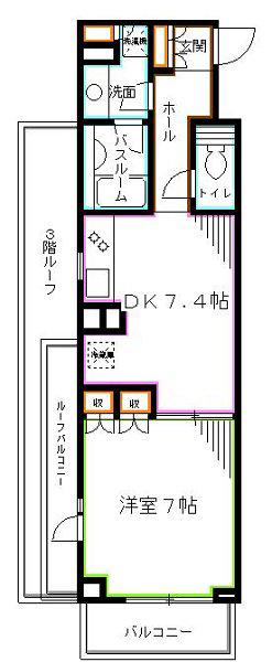 プラムガーデン関根(1DK/4階)の間取り写真