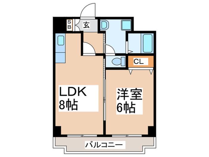 エクシード浜口(1LDK/6階)の間取り写真
