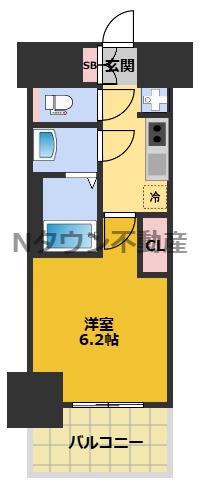 MAXIV東別院(1K/13階)の間取り写真