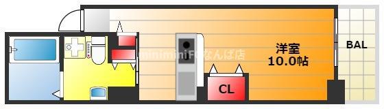 ウォブ新町(ワンルーム/6階)の間取り写真
