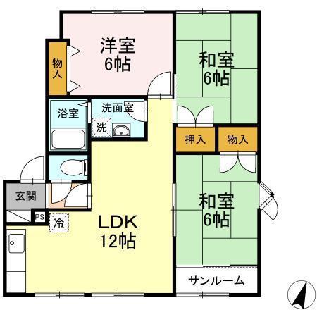 メイユールハロータウンB(3LDK/1階)の間取り写真