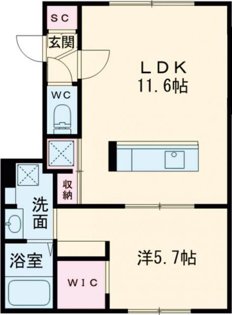 ノルフィーノ美園III(1LDK/1階)の間取り写真