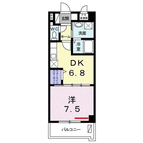 ブローテ城岳(1DK/1階)の間取り写真