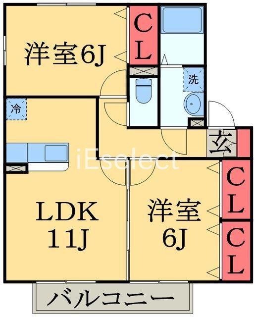 カルム都(2LDK/2階)の間取り写真