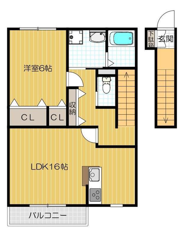 ヴェヌスタ郡津(1LDK/2階)の間取り写真