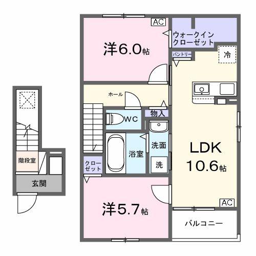 パーシモンIII(2LDK/2階)の間取り写真