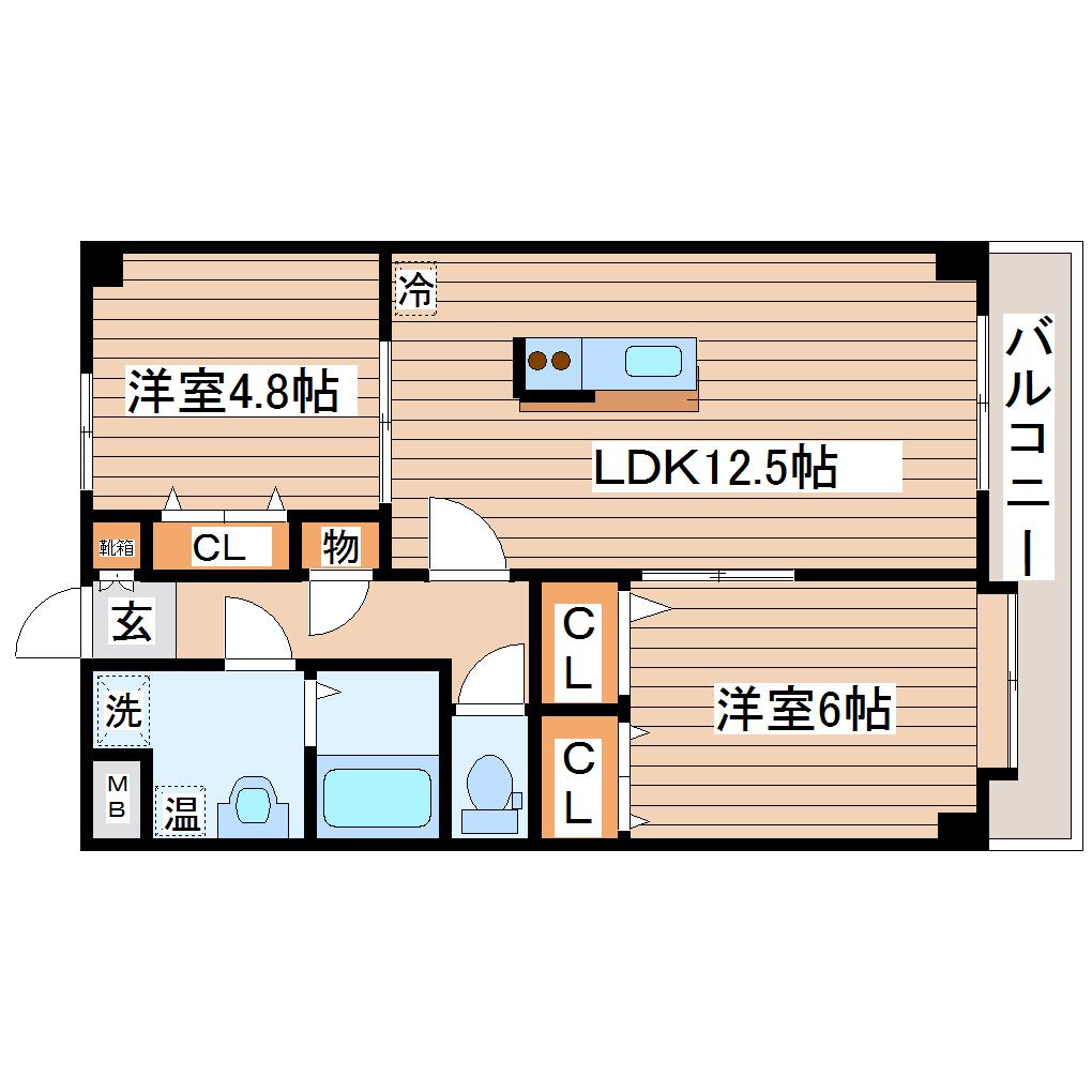 カーサ壱番館(2LDK/1階)の間取り写真