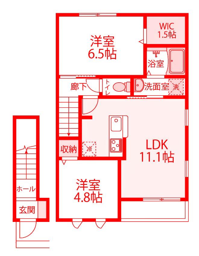 エクセルハイツ(2LDK/2階)の間取り写真