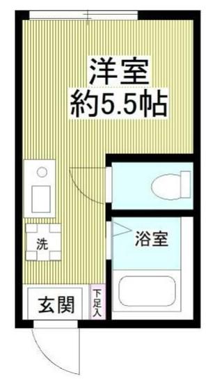 ヒルズ白幡仲町Ⅱ(ワンルーム/1階)の間取り写真