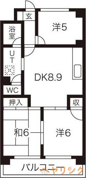 プラムアネックス(3DK/4階)の間取り写真