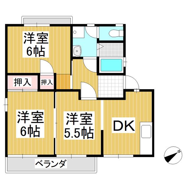 フレグランス三石A棟(3DK/2階)の間取り写真