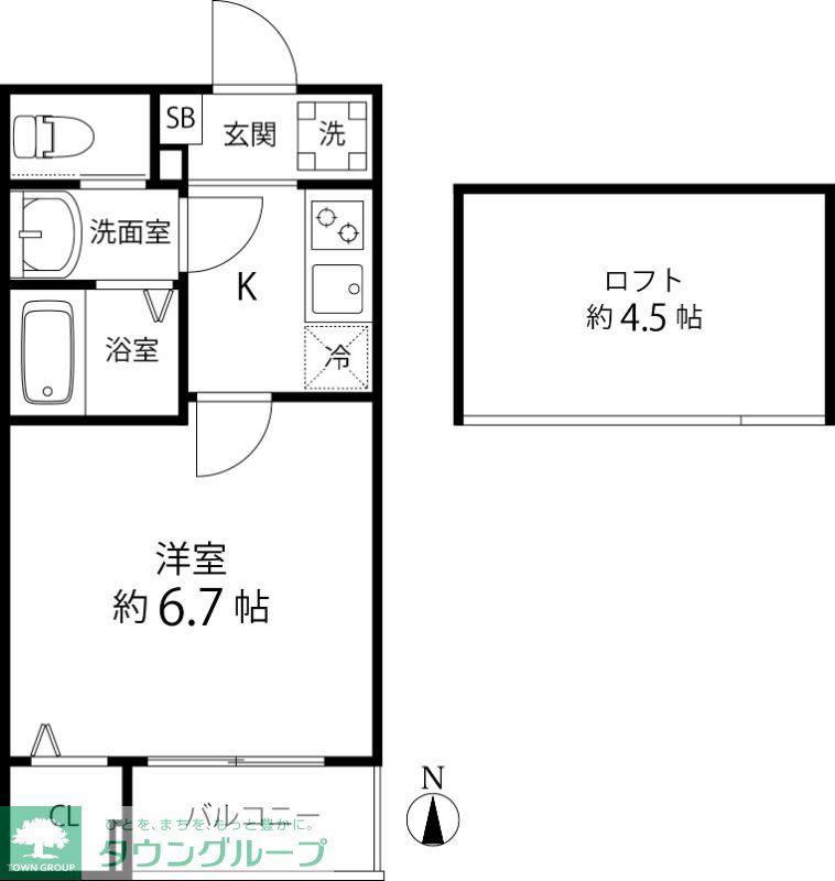 TS CUORE六町II(1K/3階)の間取り写真