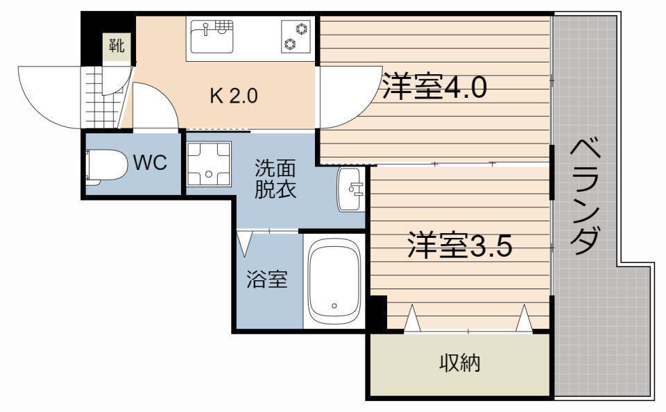 リッチリバー壱番館(2K/7階)の間取り写真