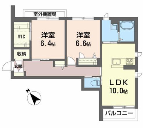 ベレオヴァンベール(2LDK/3階)の間取り写真
