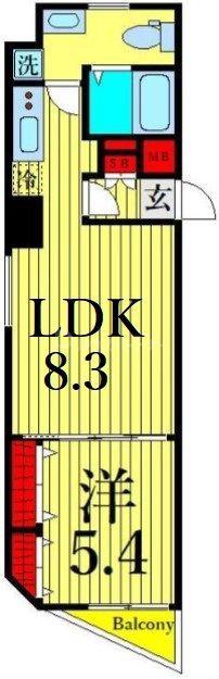 メイクスデザイン入谷(1DK/3階)の間取り写真