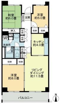 テレパレス船橋三咲A棟(3LDK/2階)の間取り写真