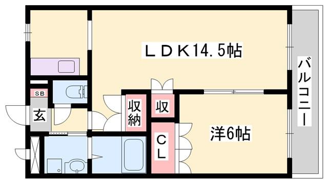 サウス HILLS(1LDK/2階)の間取り写真