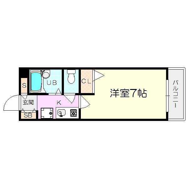 ハッピー塚口(1K/1階)の間取り写真