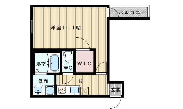 フジパレス下新庄駅西(1K/3階)の間取り写真