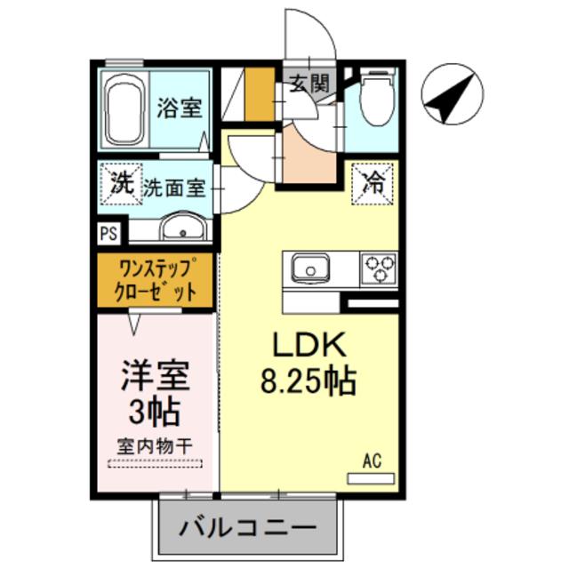 レジデンス フィーユ B棟(1LDK/2階)の間取り写真