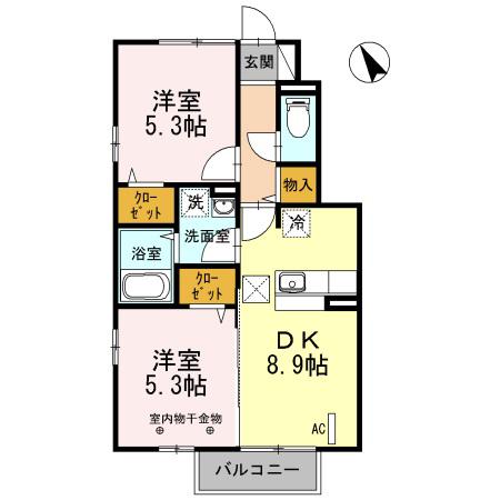 ポム メゾン(2DK/1階)の間取り写真