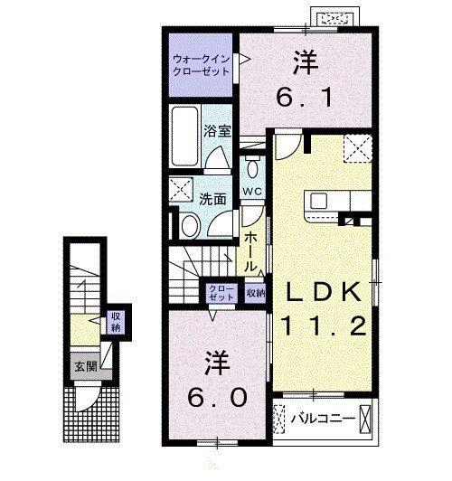 スイート パレスII(2LDK/2階)の間取り写真