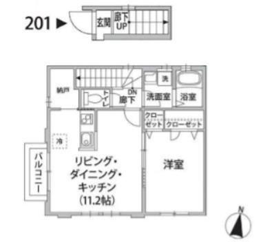 COMODIA MISUZU(1LDK/2階)の間取り写真