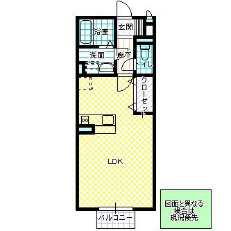 ロイヤルシティA(ワンルーム/2階)の間取り写真