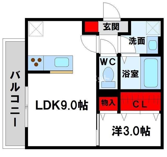 D-ROOM西小倉(1LDK/2階)の間取り写真