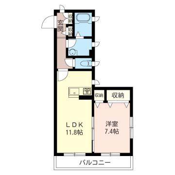 ラ・ペジーブル(1LDK/2階)の間取り写真