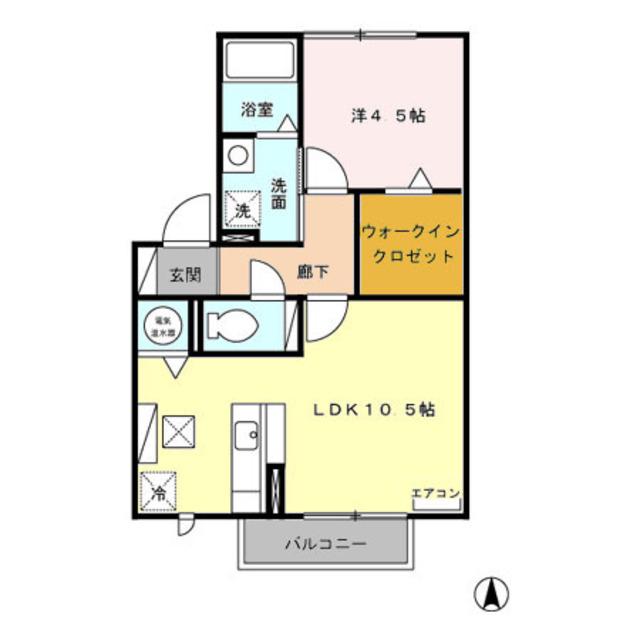 アトリオB棟(1LDK/1階)の間取り写真