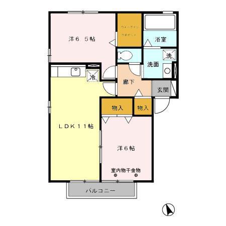 シュトラールA(2LDK/2階)の間取り写真