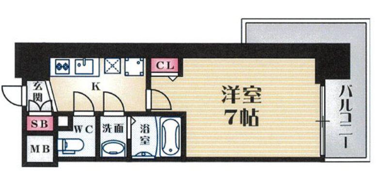 フラシア東難波(1K/10階)の間取り写真