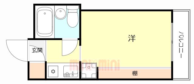 ライズワン阪急園田(ワンルーム/2階)の間取り写真