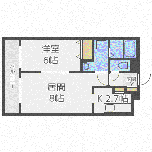 札幌市電 西線6条駅 徒歩2分 5階建 築12年(1LDK/5階)の間取り写真