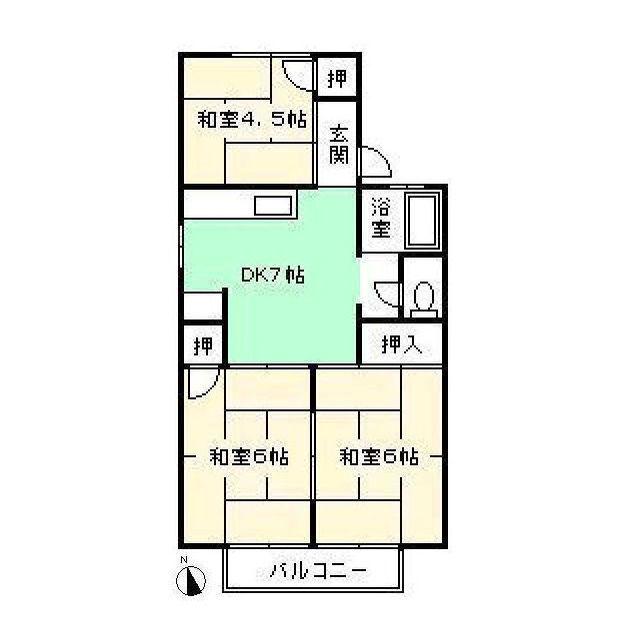 セジュールうえむらB棟(3DK/2階)の間取り写真