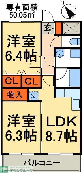 PARK SQUARE 北松戸(2LDK/3階)の間取り写真
