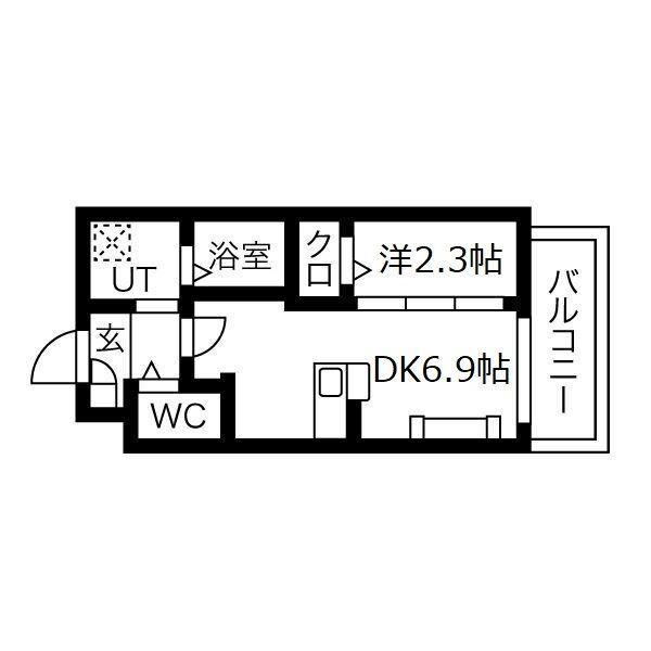 ALMO CASA三国ケ丘(1DK/1階)の間取り写真