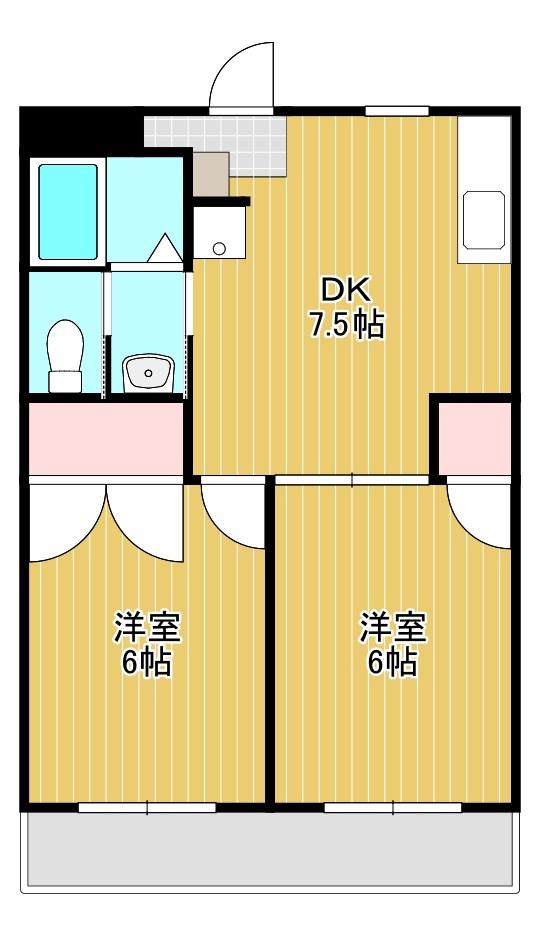 シャトレ牧之原(2DK/1階)の間取り写真