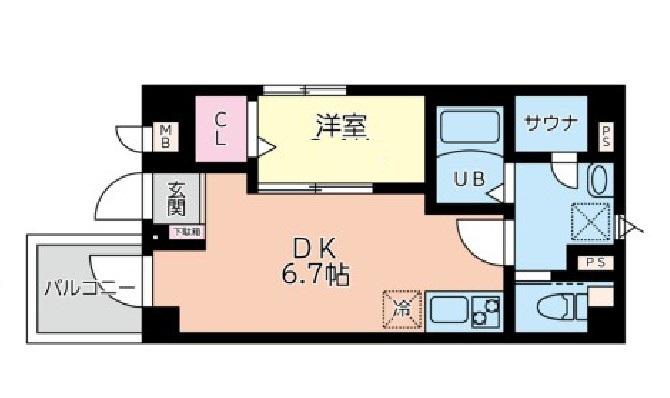 B`CASA品川(1DK/5階)の間取り写真