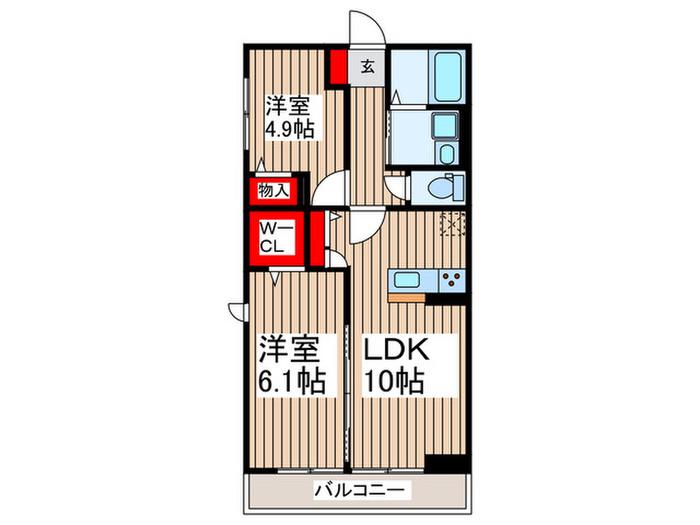 ハイムメゾン新狭山A(2LDK/2階)の間取り写真