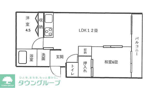 グリーンヒルズ中野木(2LDK/2階)の間取り写真