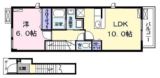 T・PLACE III(1LDK/2階)の間取り写真