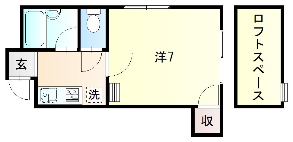 エスポアール西金沢(1K/2階)の間取り写真